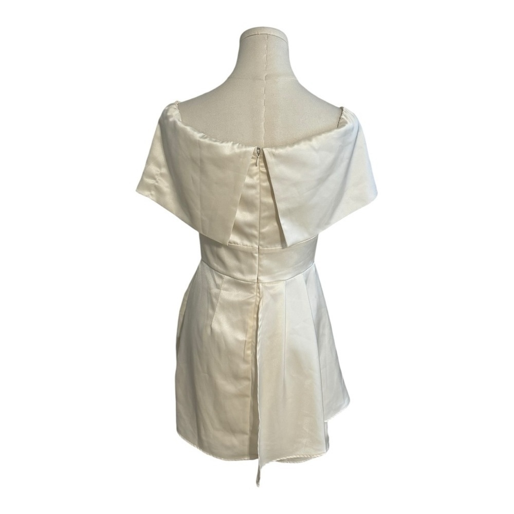 LULUS Always Celebrating Ivory Satin Off-the-Shoulder
Mini Dress S Wedding White - Picture 7 of 12